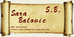 Sara Balović vizit kartica